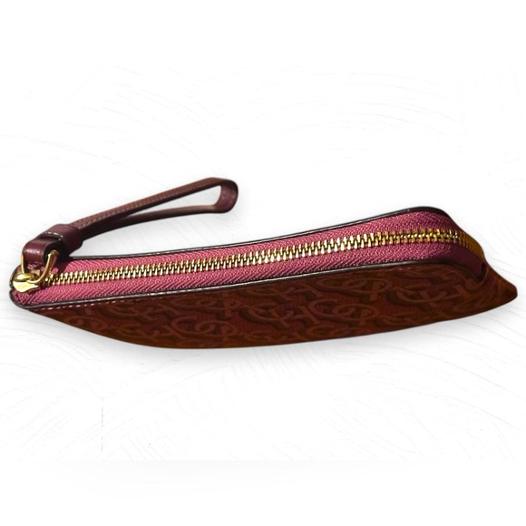 Coach Women’s Small Corner Zip Wristlet with Coach Monogram Print | Rouge - Picture 5 of 16